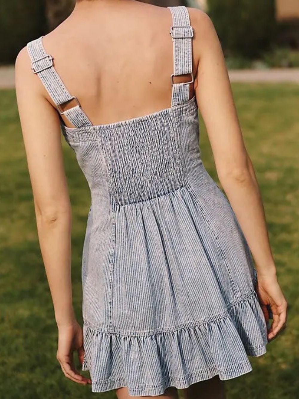 NWT Pilcro Light Wash Denim Mini Dress in Blue - Picture 3 of 5